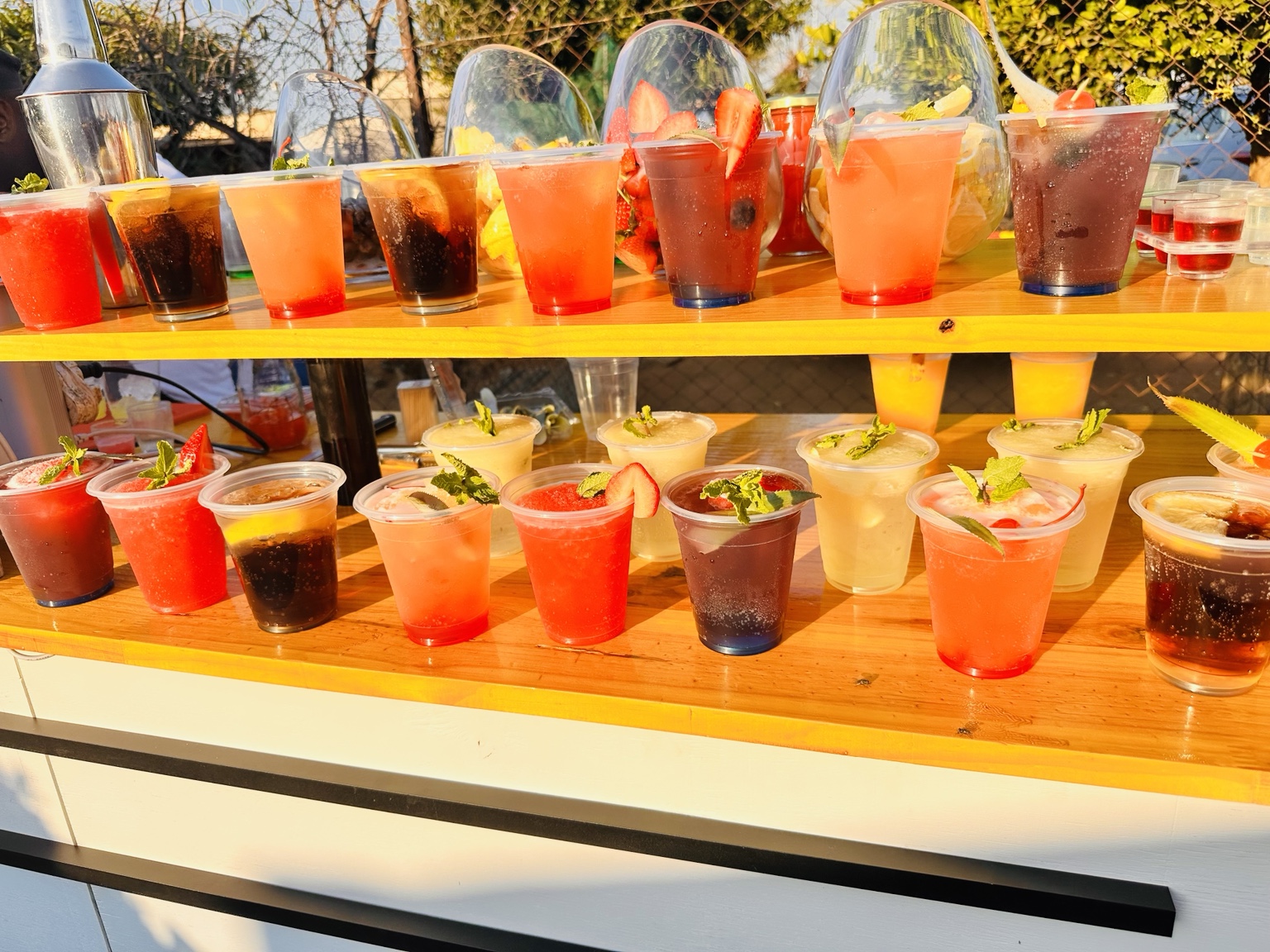 Primetime Cocktails drinks display on the mobile bar